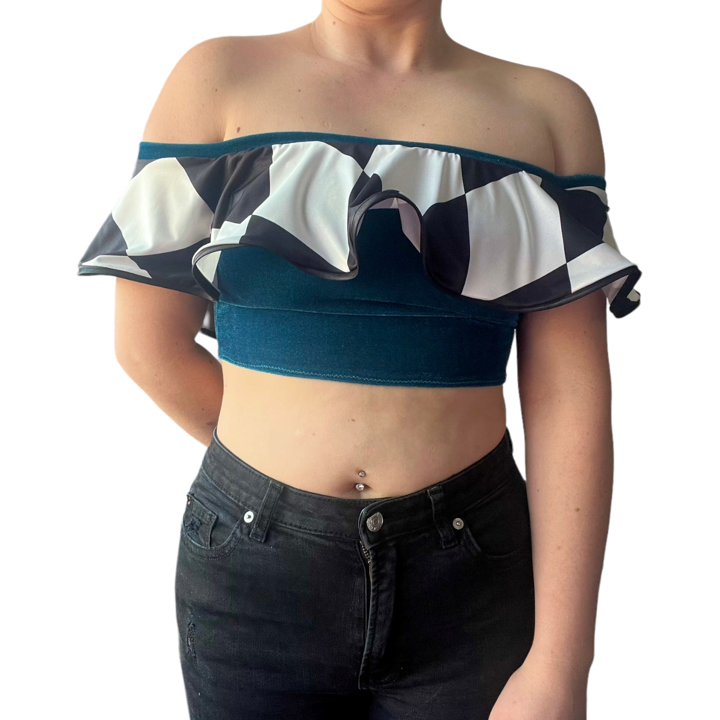 Harlequin Circus Crop Top - Teal