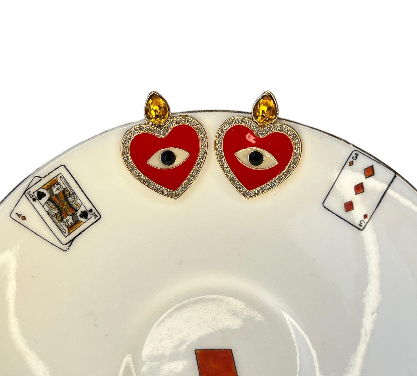 Evil eye heart studs