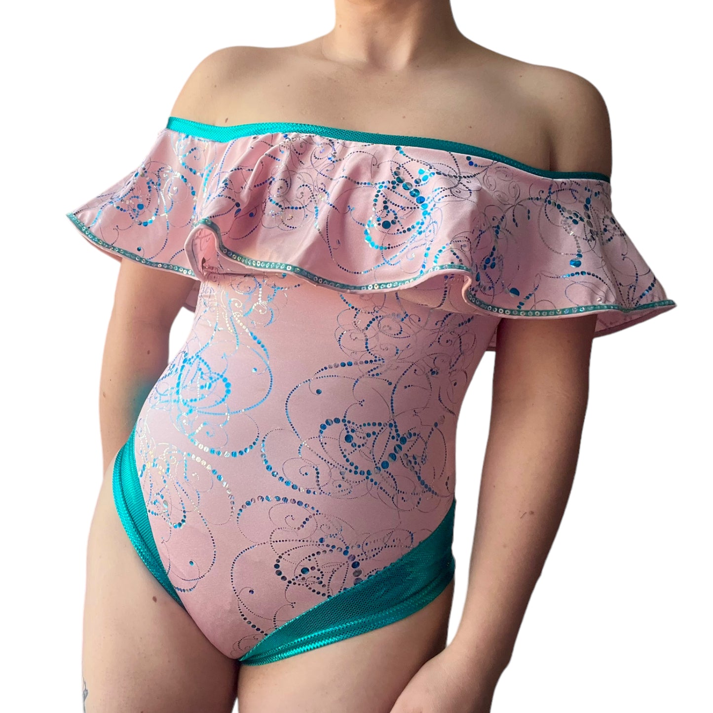 Pastel Pink and Blue Swirls Leotard