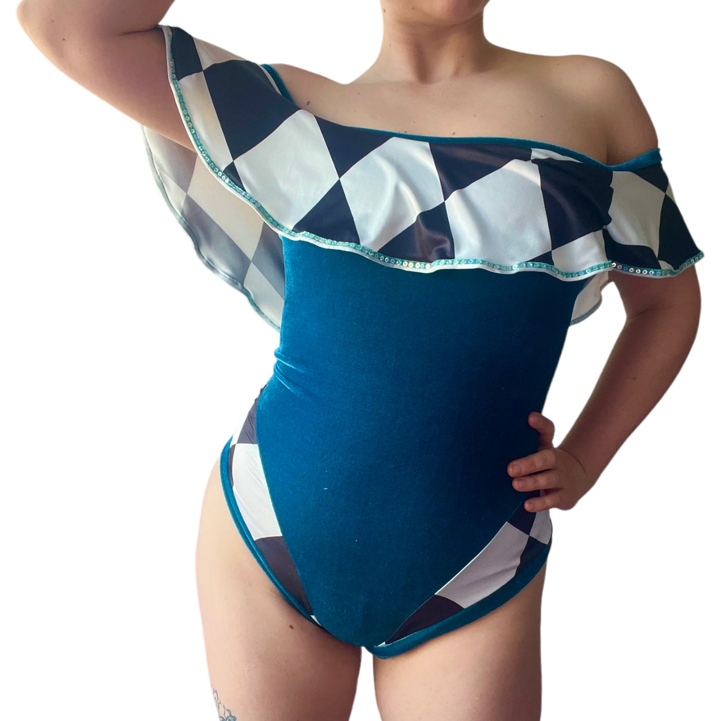 Harlequin Circus Leotard - Teal