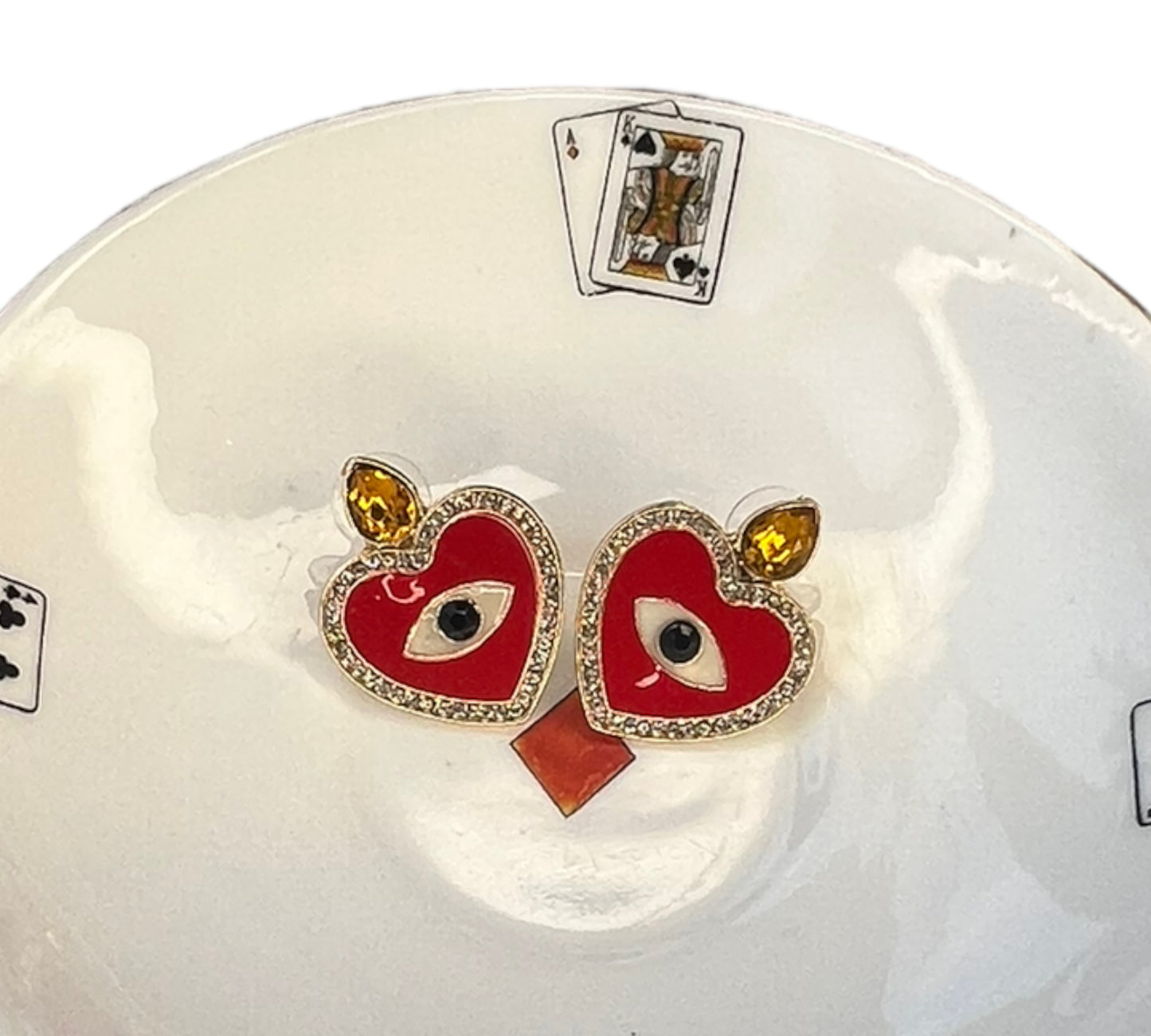 Evil eye heart studs