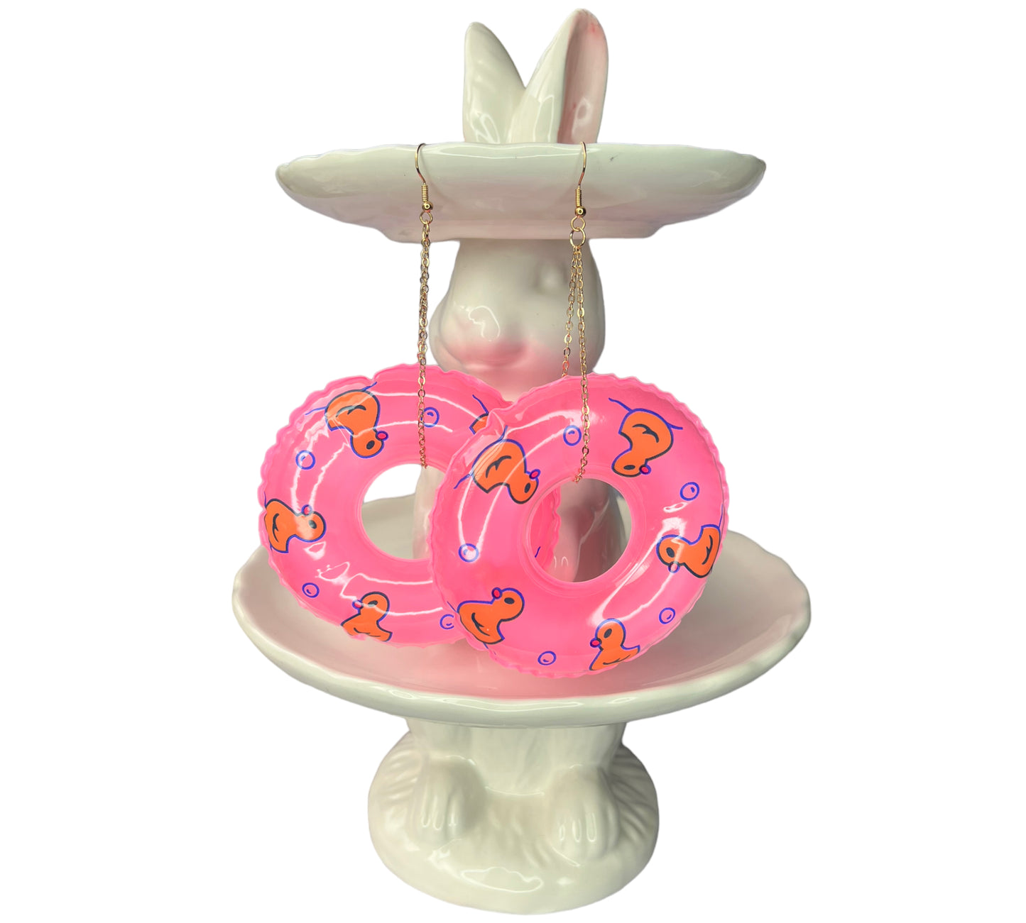 Rubber ducky hoop earrings