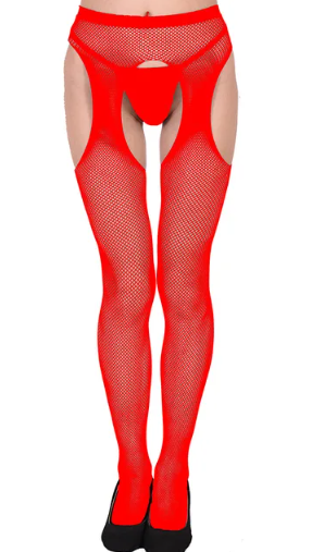 Fishnet suspender tights