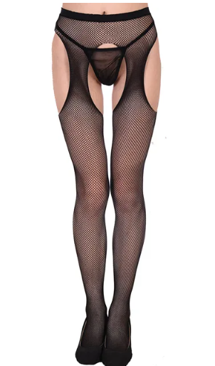 Fishnet suspender tights