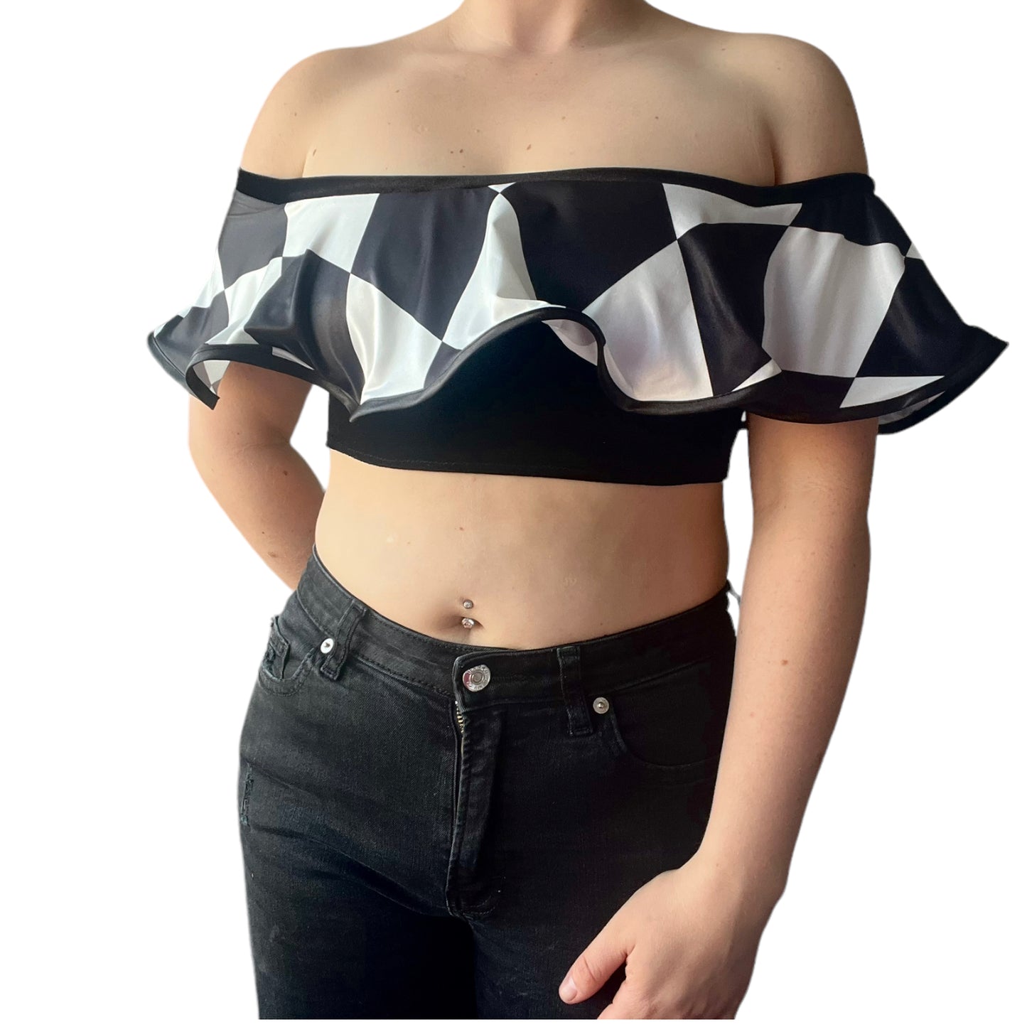 Harlequin Circus Crop Top - Black