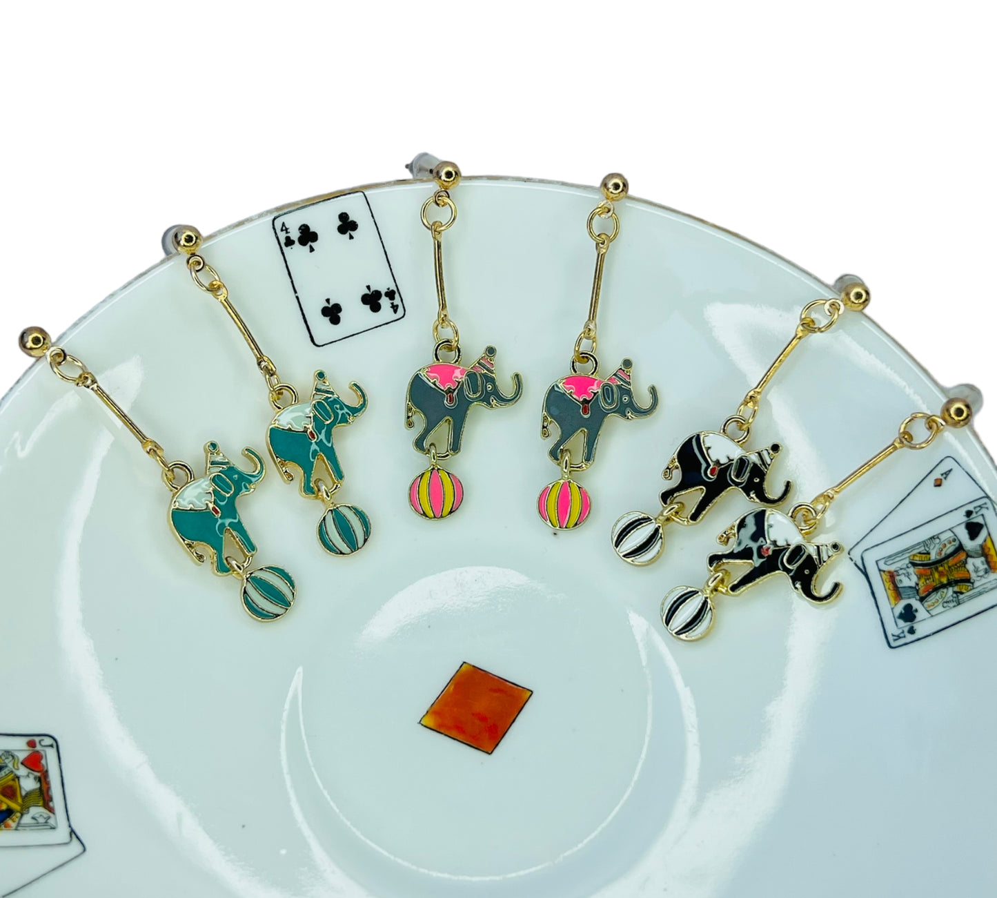 Carnival elephant stud earrings