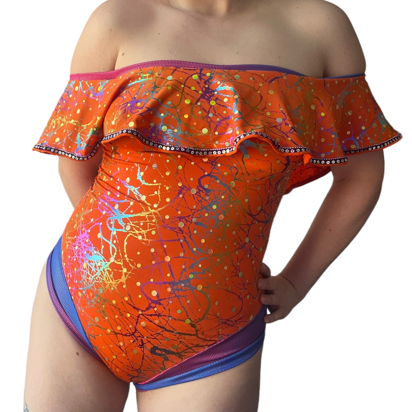 Galaxy Rainbow Sparkles Leotard - Orange