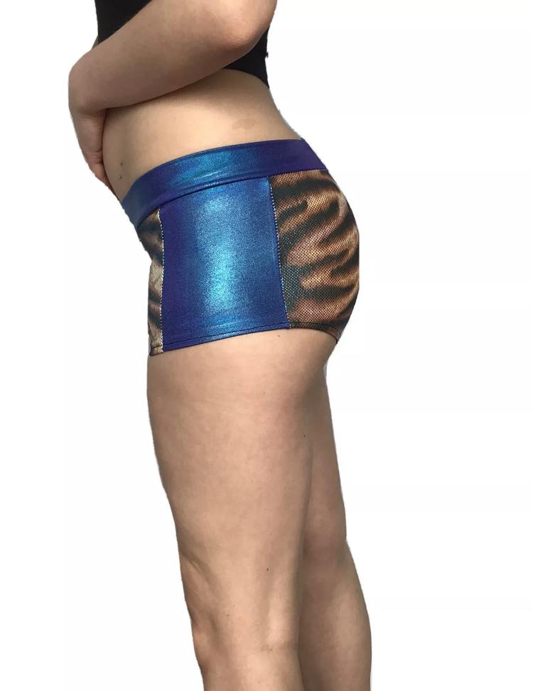 Ex Stock Blue Tiger Print Hotpants