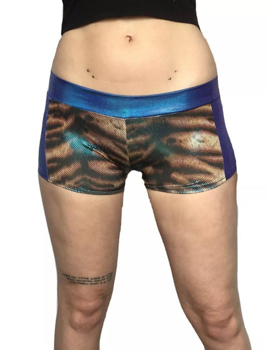 Ex Stock Blue Tiger Print Hotpants