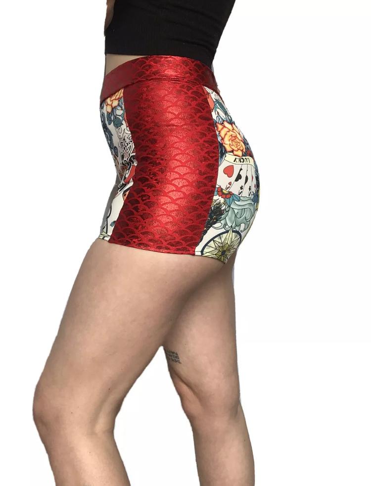 Ex Stock Tattoo Print Hotpants