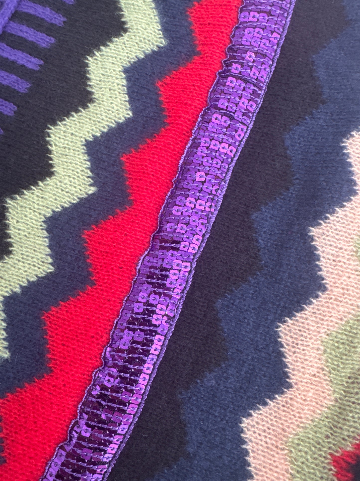 Hippy Chic Frilly Knit Shawl - Purple