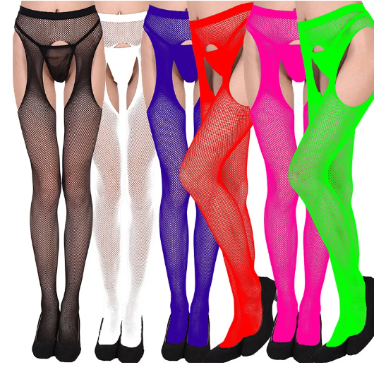 Fishnet suspender tights