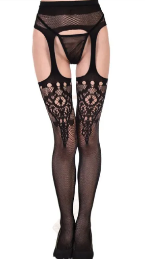 Sexy pattern fishnet suspender tights