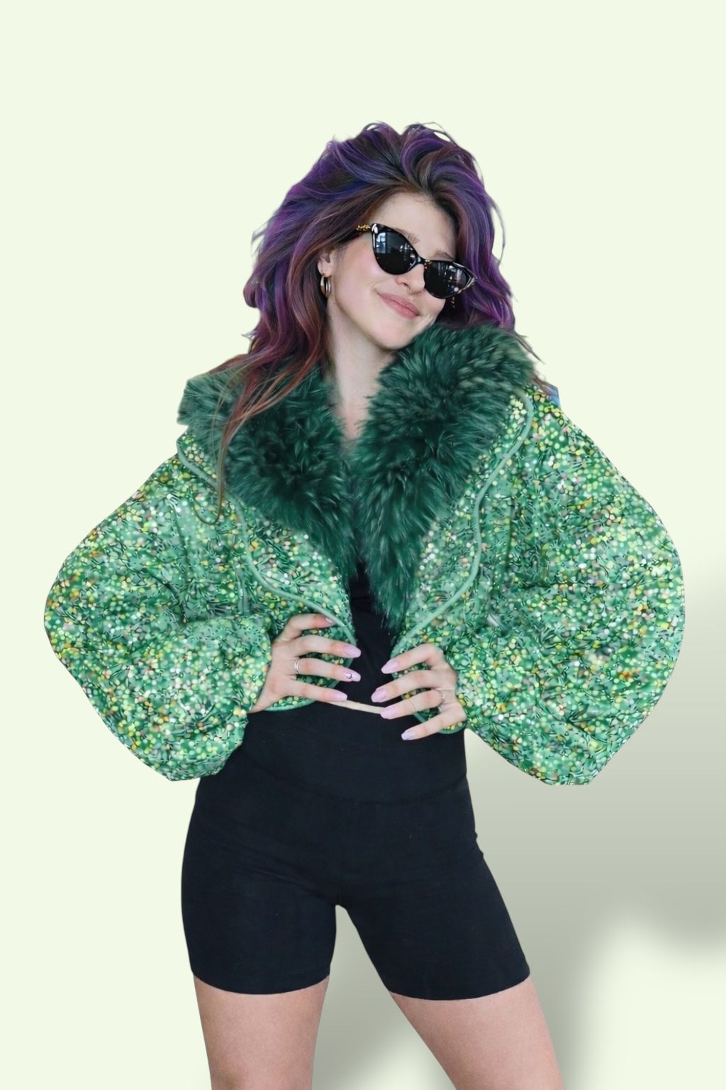 Disco Diva Coat - Emerald Green