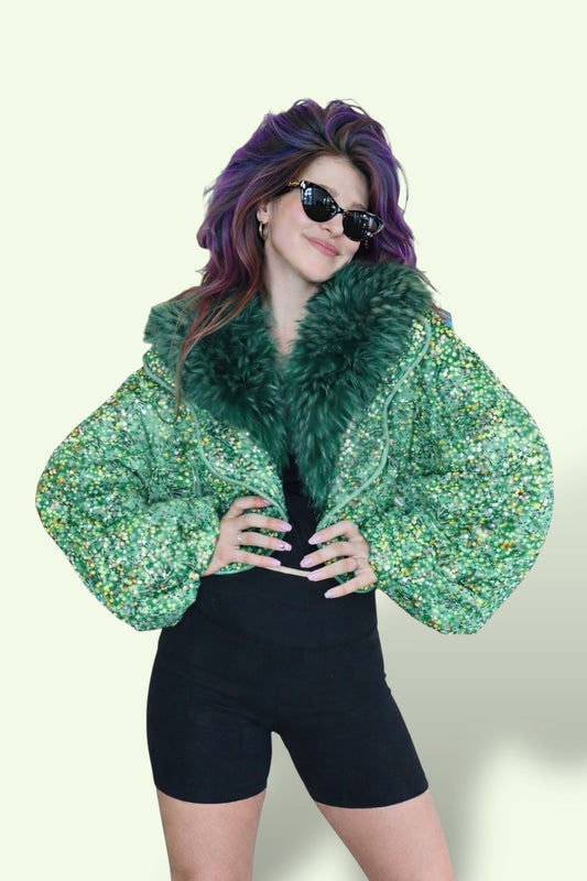 Disco Diva Coat - Emerald Green