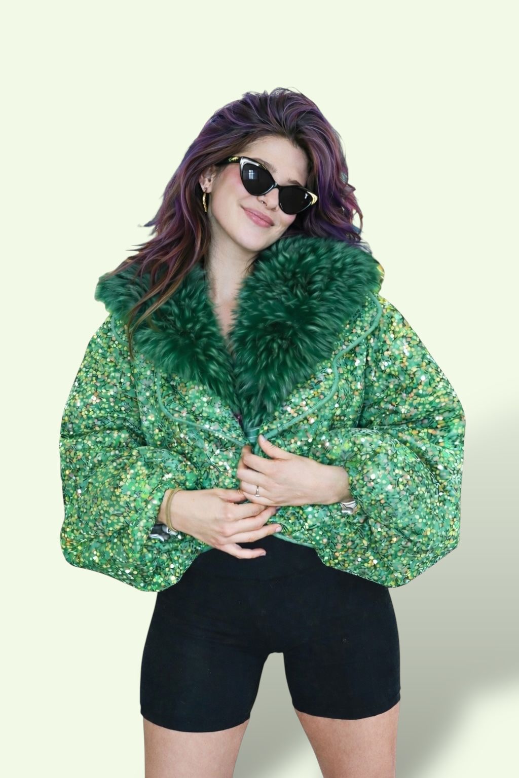 Disco Diva Coat - Emerald Green