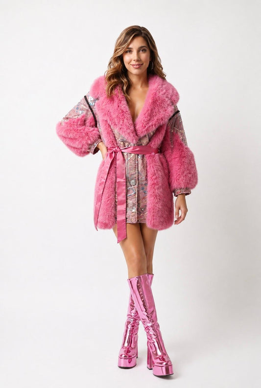 Star of the Show - Pink Luxury Fur Coat